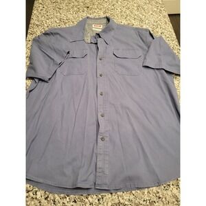 Wrangler Mens Flex for Comfort Short Sleeve Button‎ Up Shirt Blue XL TG